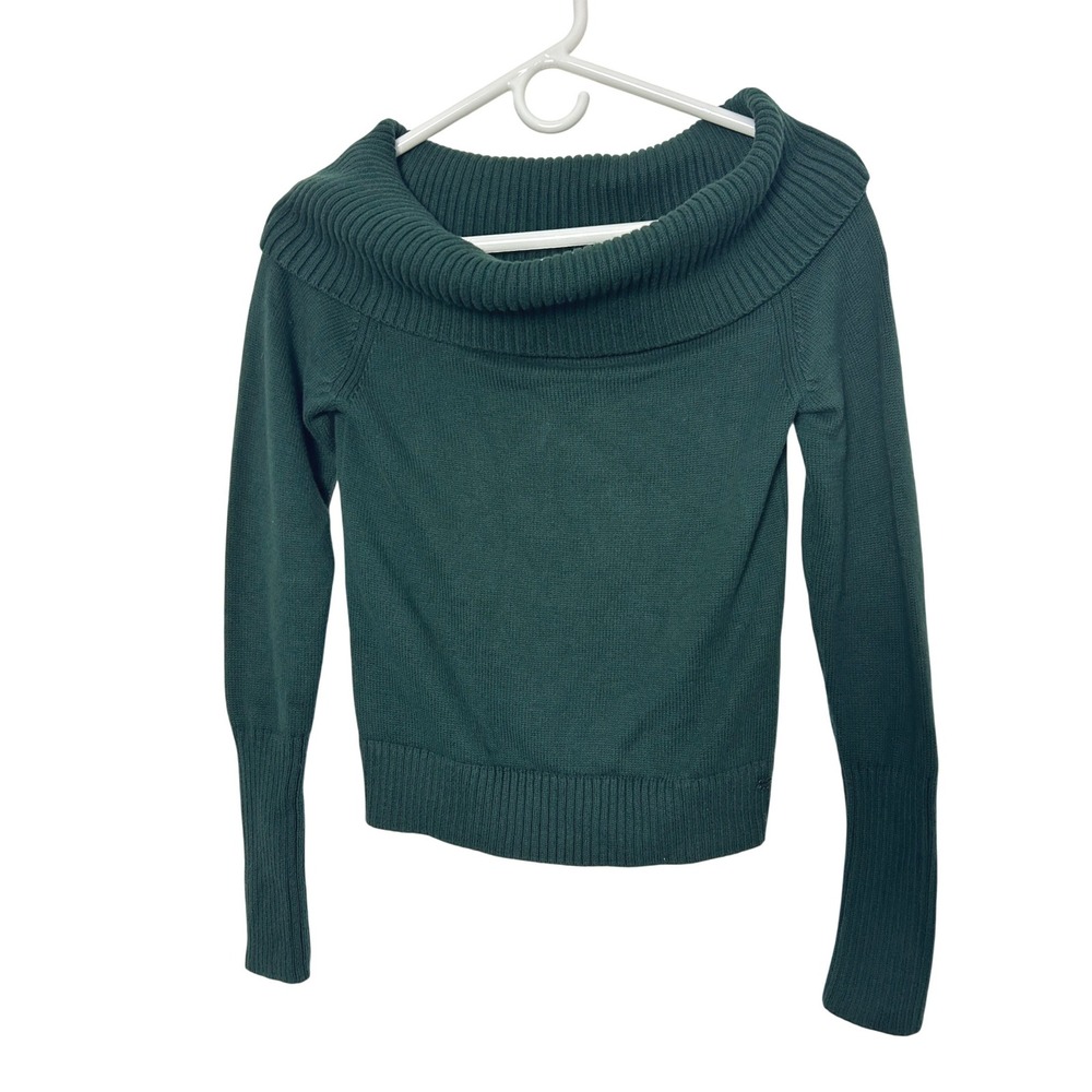 Aritzia Sunday Best Sweater M Green Cotton Cashmere Off Shoulder Dark Academia